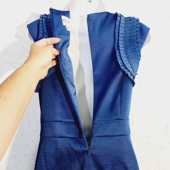 REISS sleeveless front ruffle detail midi cocktail dress size 2 - Picture 14 of 16